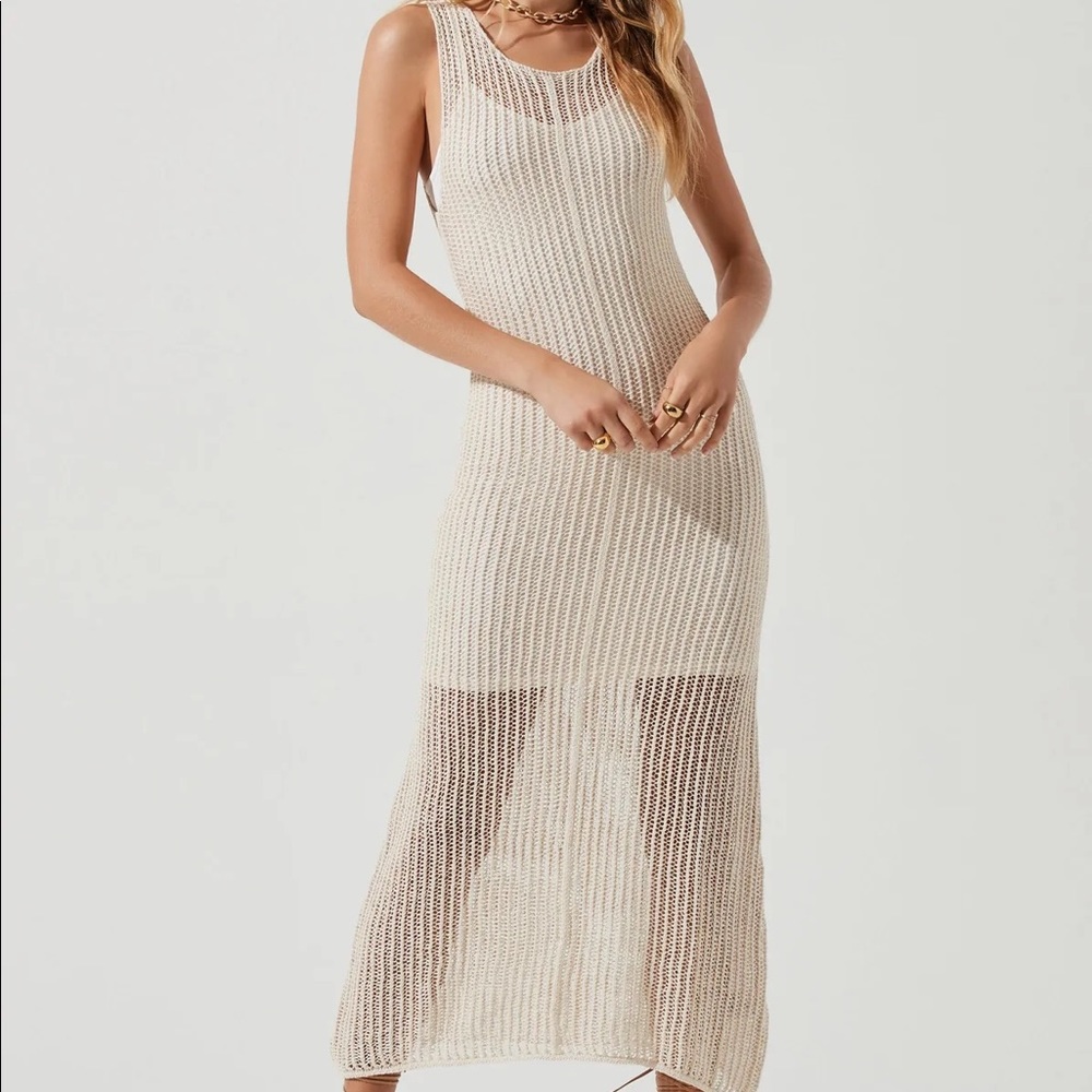 ASTR PALMER CROCHET COLUMN MIDI DRESS